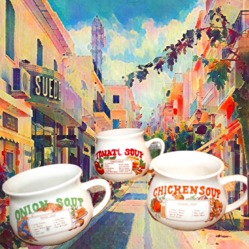 Vintage Tomato, Onion, & Chicken Soup Mug Set